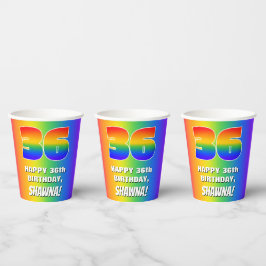 36th Birthday: Colorful, Fun Rainbow Pattern # 36 紙コップ