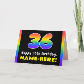 36th Birthday: Colorful Rainbow # 36, Custom Name カード (正面)