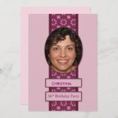 36th Birthday Party招待写真と名前 招待状 (正面/裏面)