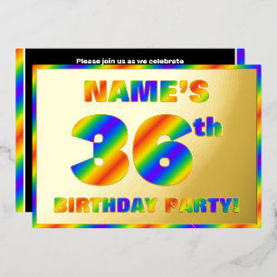 36th Birthday Party —おもしろい、レインボースペクトル「36」 箔招待状