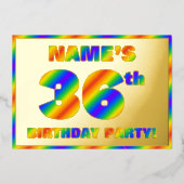 36th Birthday Party —おもしろい、レインボースペクトル「36」 箔招待状 (正面)
