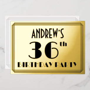 36th Birthday Party —アールデコ検索「36」 +名前 箔招待状