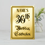 36th Birthday Party – スクリプエレガントト+名前をカスタムする 箔招待状 (立ち正面)