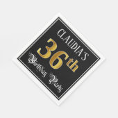 36th Birthday Party – スクリプファンシート、フェイク金ゴールド・ルック スタンダードランチョンナプキン (角)