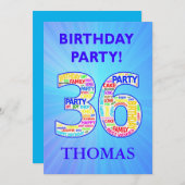 36th Birthday Party Invitation名前の追加 招待状 (正面/裏面)