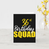 36th Happy Birthday Squad Party Bday Family Group  カード (黄色い花)