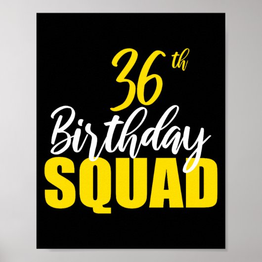 36th Happy Birthday Squad Party Bday Family Group ポスター (正面)