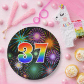 37イベント-おもしろいカラフル、はっきりした、虹37 ペーパープレート (パーティー)