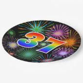 37イベント-おもしろいカラフル、はっきりした、虹37 ペーパープレート (アングル)