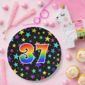 37イベント:はっきりした,おもしろい，レインボーカラフル37 ペーパープレート (パーティー)