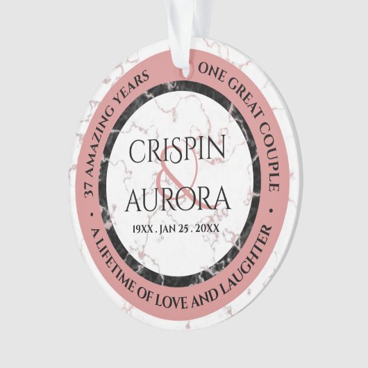 37エレガントth Alabasterの結婚記念日 オーナメント (正面)