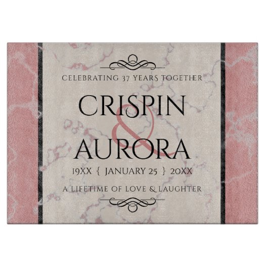 37エレガントth Alabasterの結婚記念日 カッティングボード (正面)