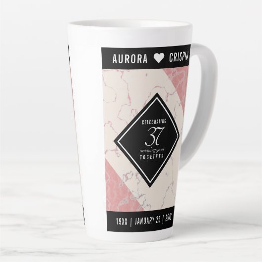 37エレガントth Alabasterの結婚記念日 カフェラテマグ (右アングル)