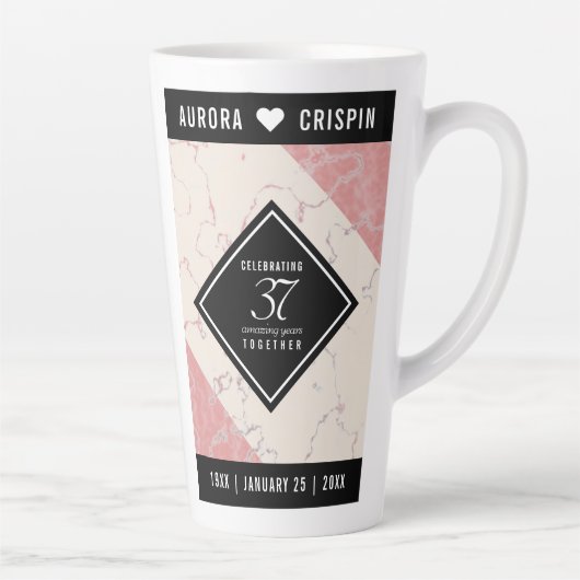 37エレガントth Alabasterの結婚記念日 カフェラテマグ (右)