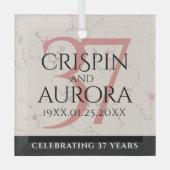 37エレガントth Alabasterの結婚記念日 ガラスオーナメント (正面)