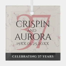 37エレガントth Alabasterの結婚記念日 ガラスオーナメント