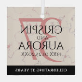 37エレガントth Alabasterの結婚記念日 ガラスオーナメント (裏面)