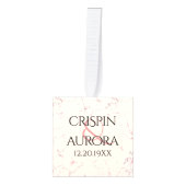 37エレガントth Alabasterの結婚記念日 キューブオーナメント (正面)