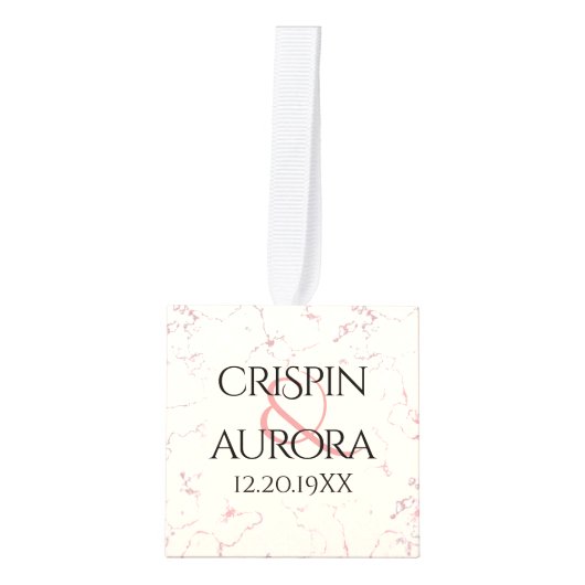 37エレガントth Alabasterの結婚記念日 キューブオーナメント (正面)