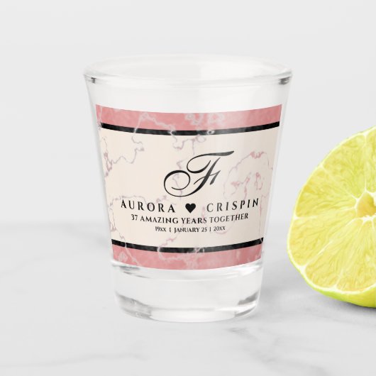 37エレガントth Alabasterの結婚記念日 ショットグラス (正面)