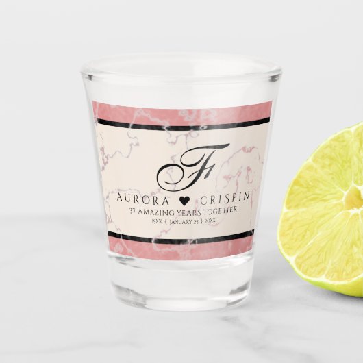 37エレガントth Alabasterの結婚記念日 ショットグラス (正面)