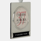 37エレガントth Alabasterの結婚記念日 シルバープレートバナーオーナメント (右)