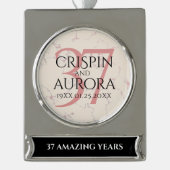 37エレガントth Alabasterの結婚記念日 シルバープレートバナーオーナメント (正面)