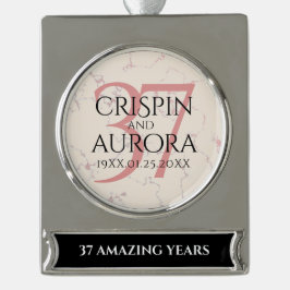 37エレガントth Alabasterの結婚記念日 シルバープレートバナーオーナメント