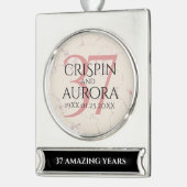 37エレガントth Alabasterの結婚記念日 シルバープレートバナーオーナメント (左)