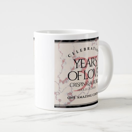 37エレガントth Alabasterの結婚記念日 ジャンボコーヒーマグカップ (正面右)