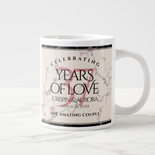 37エレガントth Alabasterの結婚記念日 ジャンボコーヒーマグカップ (右)