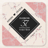 37エレガントth Alabasterの結婚記念日 スクエアペーパーコースター (正面)