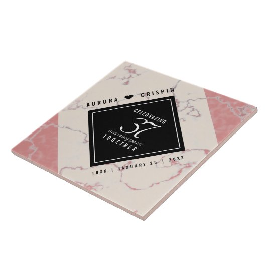 37エレガントth Alabasterの結婚記念日 タイル (側面)