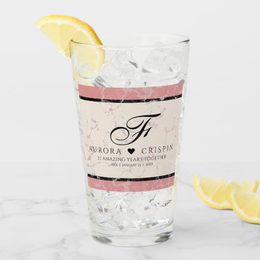 37エレガントth Alabasterの結婚記念日 タンブラーグラス (アイス正面)