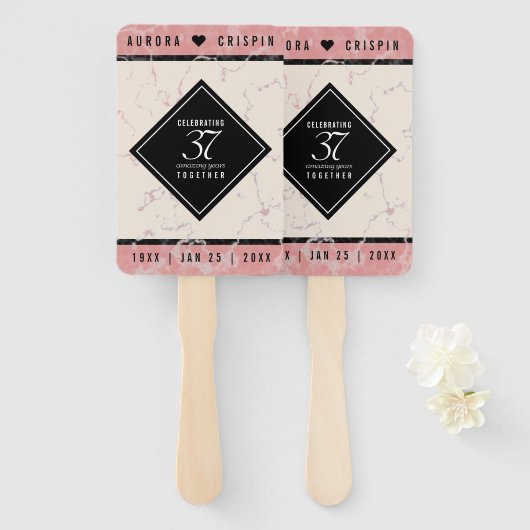 37エレガントth Alabasterの結婚記念日 ハンドファン (正面&裏面)