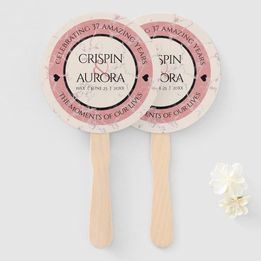 37エレガントth Alabasterの結婚記念日 ハンドファン (正面&裏面)