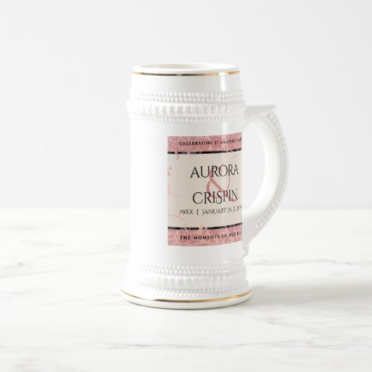 37エレガントth Alabasterの結婚記念日 ビールジョッキ (正面右)