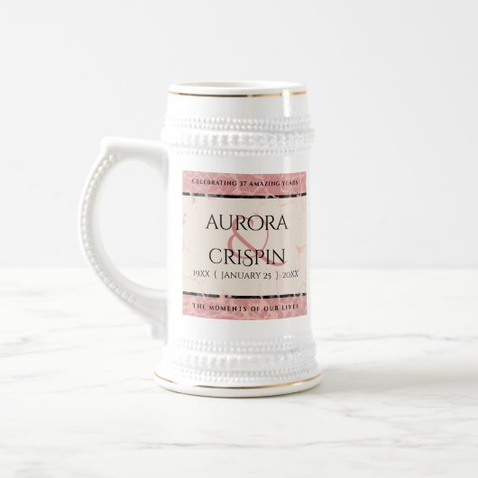 37エレガントth Alabasterの結婚記念日 ビールジョッキ (左)