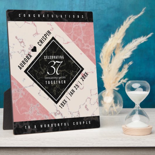 37エレガントth Alabasterの結婚記念日 フォトプラーク (側面)