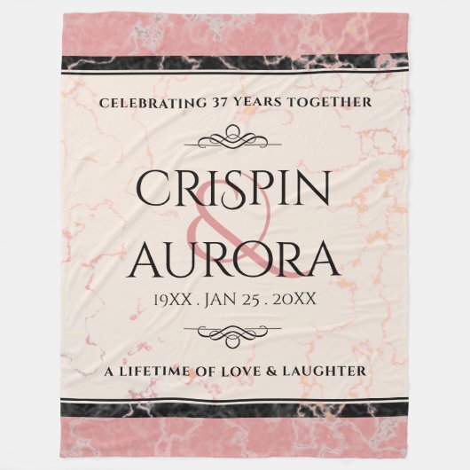 37エレガントth Alabasterの結婚記念日 フリースブランケット (正面)