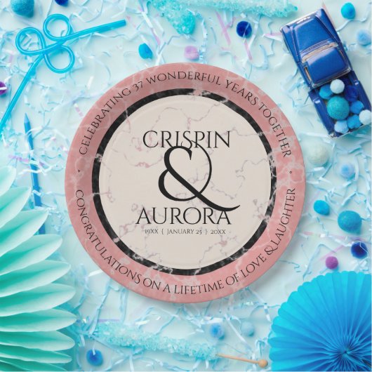 37エレガントth Alabasterの結婚記念日 ペーパープレート (パーティー)