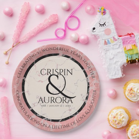 37エレガントth Alabasterの結婚記念日 ペーパープレート (パーティー)