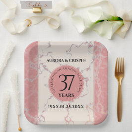 37エレガントth Alabasterの結婚記念日 ペーパープレート