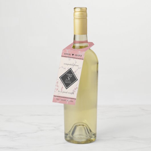 37エレガントth Alabasterの結婚記念日 ボトルネックタグ (アングル)