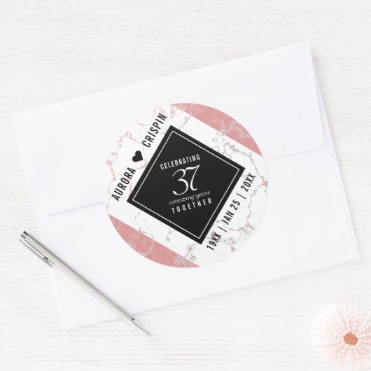 37エレガントth Alabasterの結婚記念日 ラウンドシール (封筒)