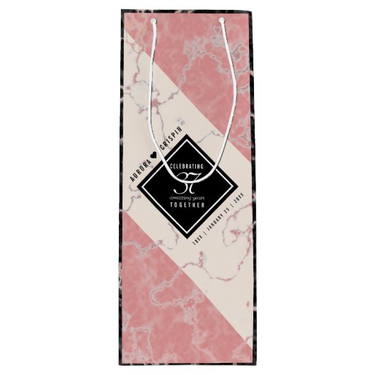 37エレガントth Alabasterの結婚記念日 ワインギフトバッグ (正面)