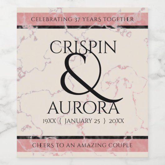 37エレガントth Alabasterの結婚記念日 ワインラベル (シングルラベル)