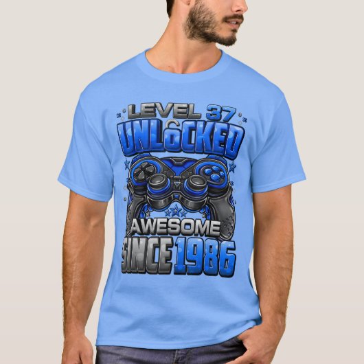 37レベル解放 1986年生まれ 37歳の誕生日おめでとう Tシャツ (正面)