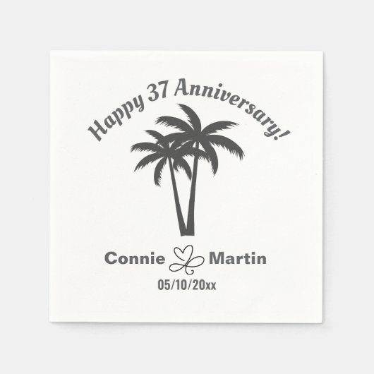 37回目の結婚記念日 ヤシの木 スタンダードカクテルナプキン (正面)