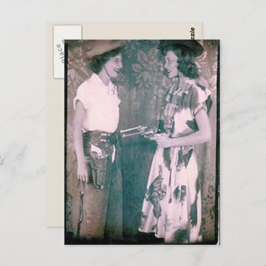 37女性のカーボーイヴィンテージはがき再生 ポストカード (正面/裏面)